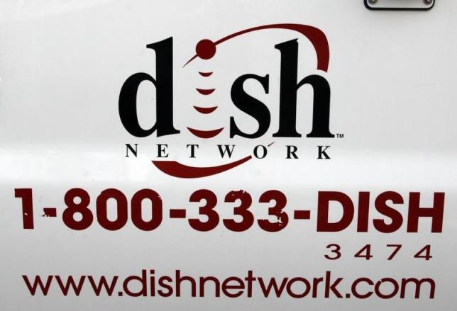 The Dish Network logo on the side of installers truck is seen in Denver